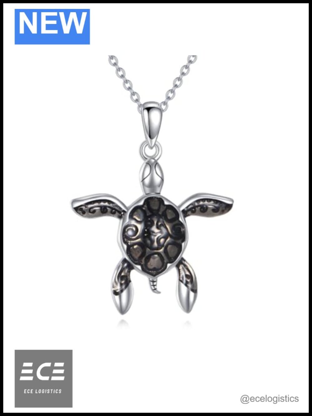 Ocean Turtle Pendant Necklace Sterling Silver for Women